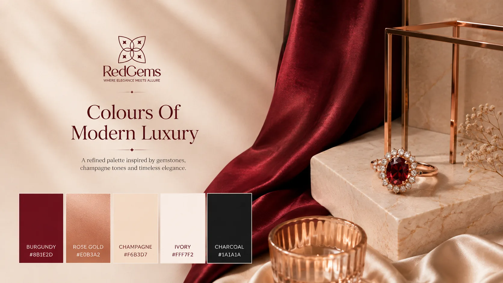 Red Gems — Logo and Branding packaging & visual design mockup 6 by Raghav Chopra